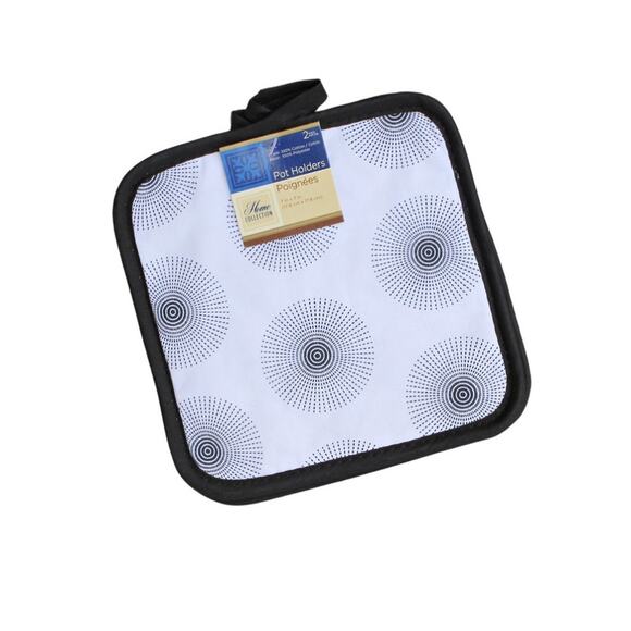 Home Collection 10 Piece Kitchen Linens Set Black & White Mod Retro Funky - Picture 4 of 9